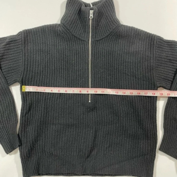 New Everlane The Felted Merino Half Zip Sweater Black - Picture 8 of 8